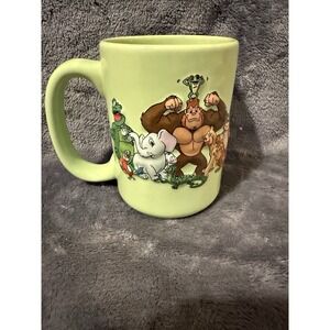 Rainforest Cafe 3D Embossed Mug Cup Elephant Gorilla Frog Bird Animals 16 oz